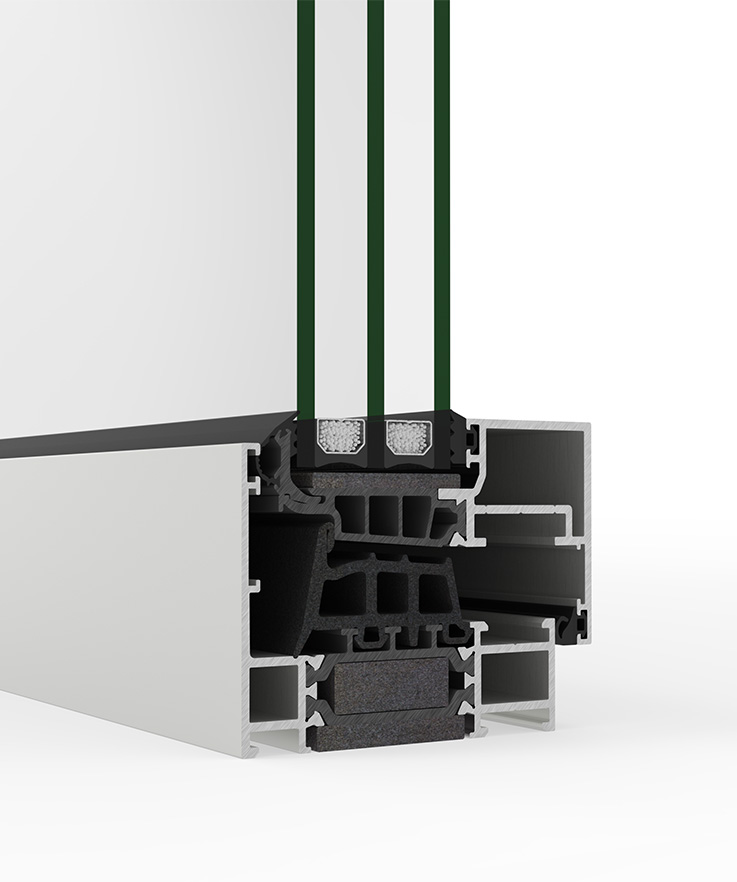 Acabamento COR 75 Performance folha oculta - janelas de alumínio e PVC Cortizo